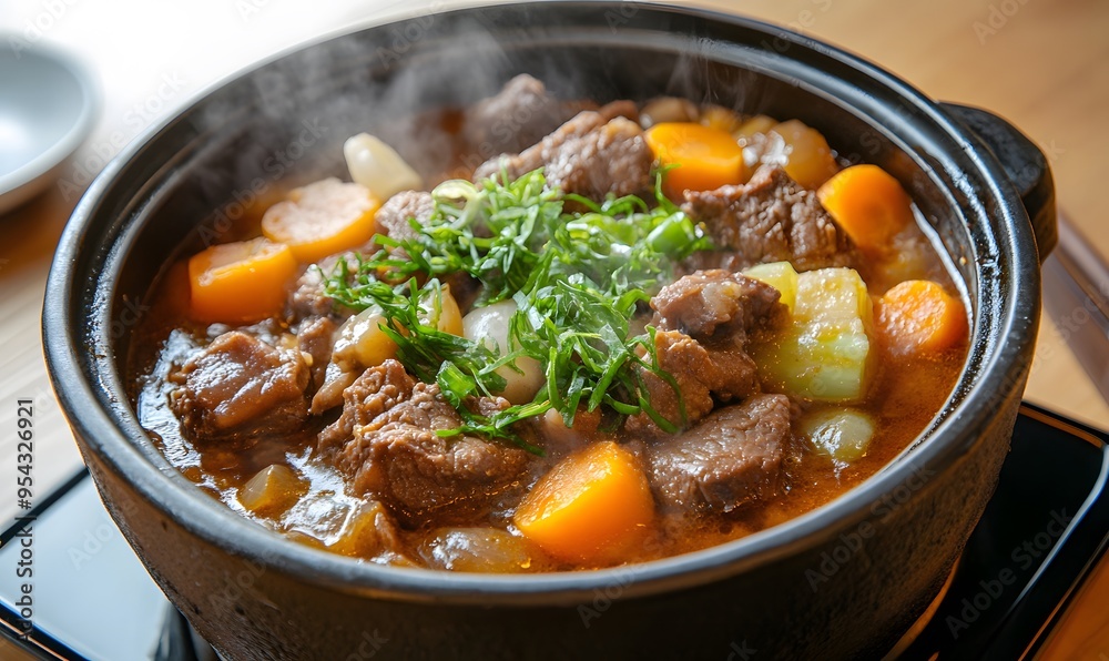 Beef stew with various vegetables, Generative AI Beef stew with various vegetables, Generative AI