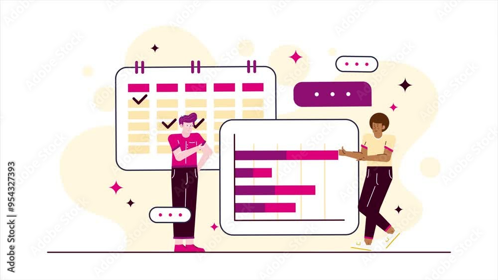 teamwork managing business event schedule and planning illustration business animated video teamwork managing business event schedule and planning illustration business animated video