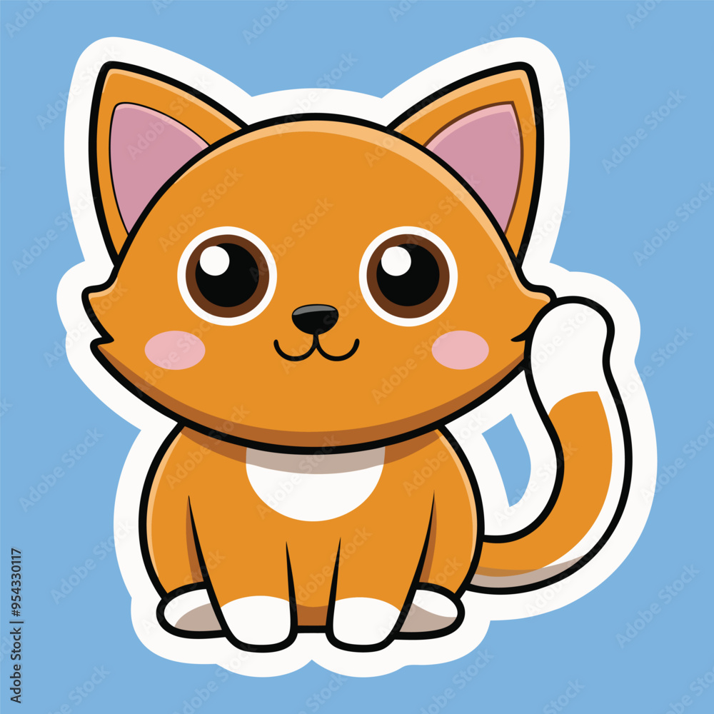 cute kawaii cat sticker vector illustration, cute funny cat sticker cute kawaii cat sticker vector illustration, cute funny cat sticker