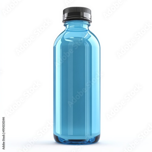 Blue Glass Bottle with Black Lid Mockup.