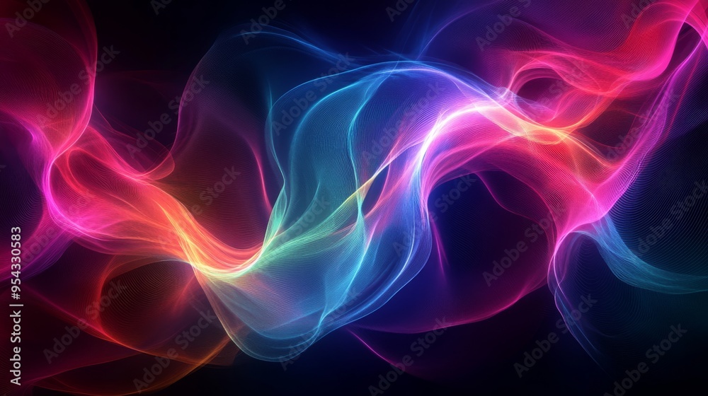 Abstract Wavy Lines of Glowing Blue and Red Light Abstract Wavy Lines of Glowing Blue and Red Light