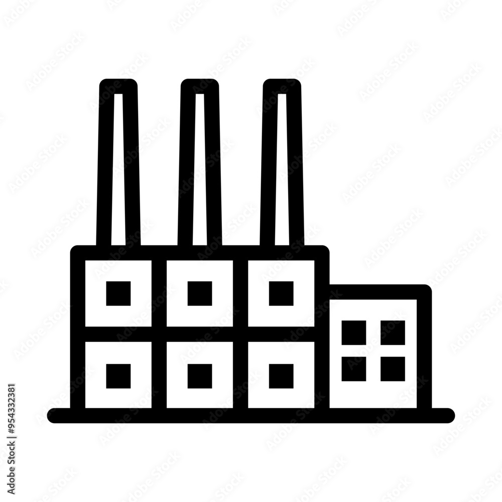 Factory icon in thin line style vector illustration graphic design Factory icon in thin line style vector illustration graphic design