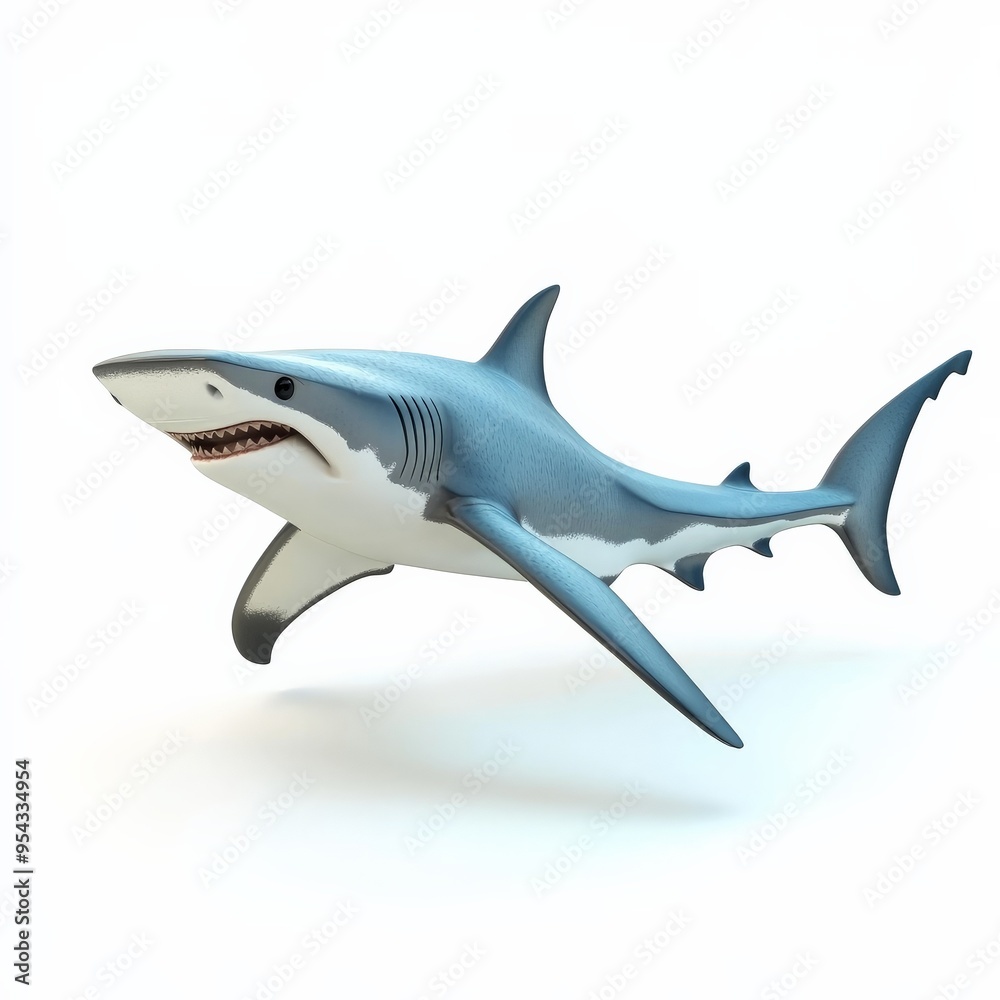 Obraz premium Great White Shark Swimming in Water.