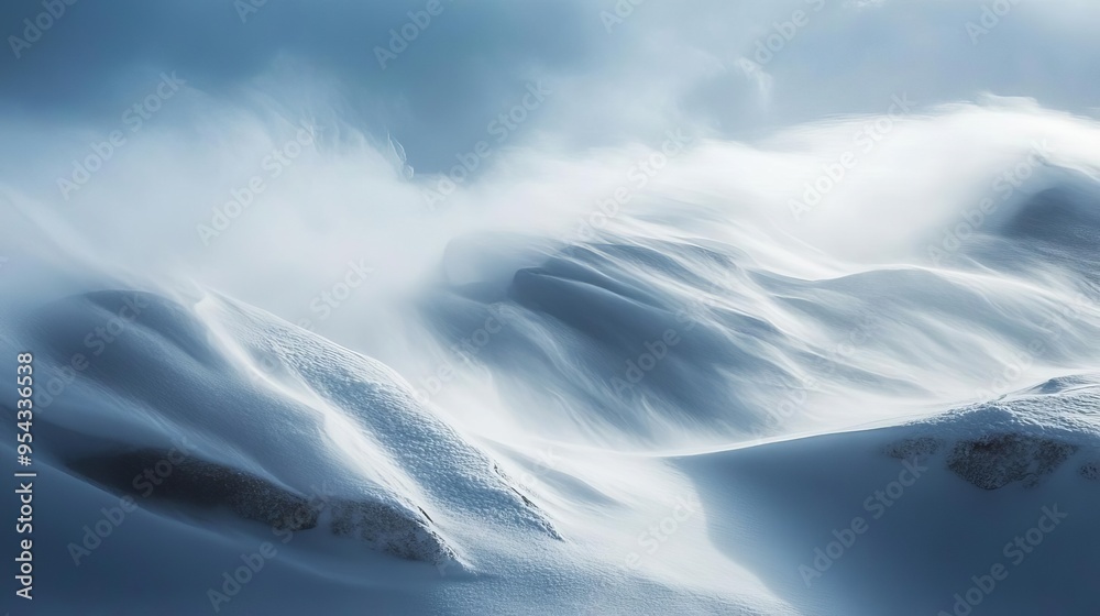 Blizzard conditions with snow swirling in the wind, winter weather, intense cold Blizzard conditions with snow swirling in the wind, winter weather, intense cold