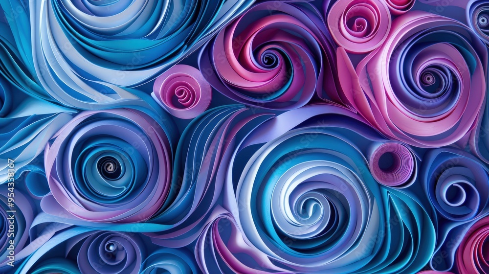 A vibrant abstract design featuring swirling patterns resembling roses in shades of blue and pink. A vibrant abstract design featuring swirling patterns resembling roses in shades of blue and pink.