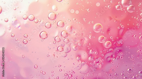 A close-up of bubbles on a soft pink background, creating a dreamy, abstract effect.
