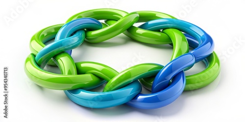 Vibrant green and blue alphabet letters intertwined in a circular shape, symbolizing unity and partnership, against a photo