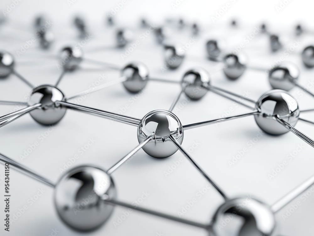 Supply chain network, interconnected nodes and links, 3D illustration Supply chain network, interconnected nodes and links, 3D illustration