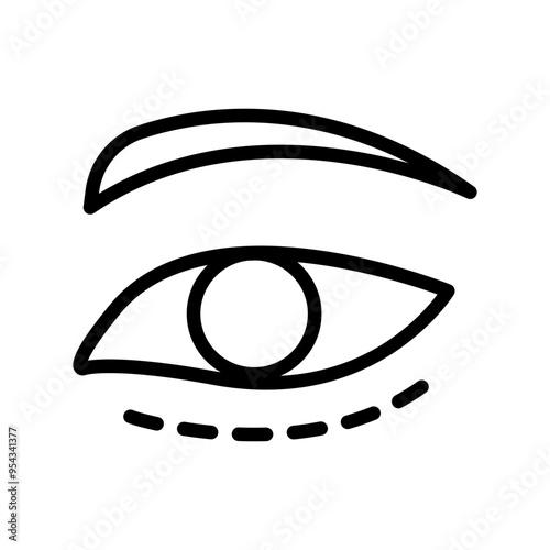 Upper blepharoplasty icon in thin line style vector illustration graphic design