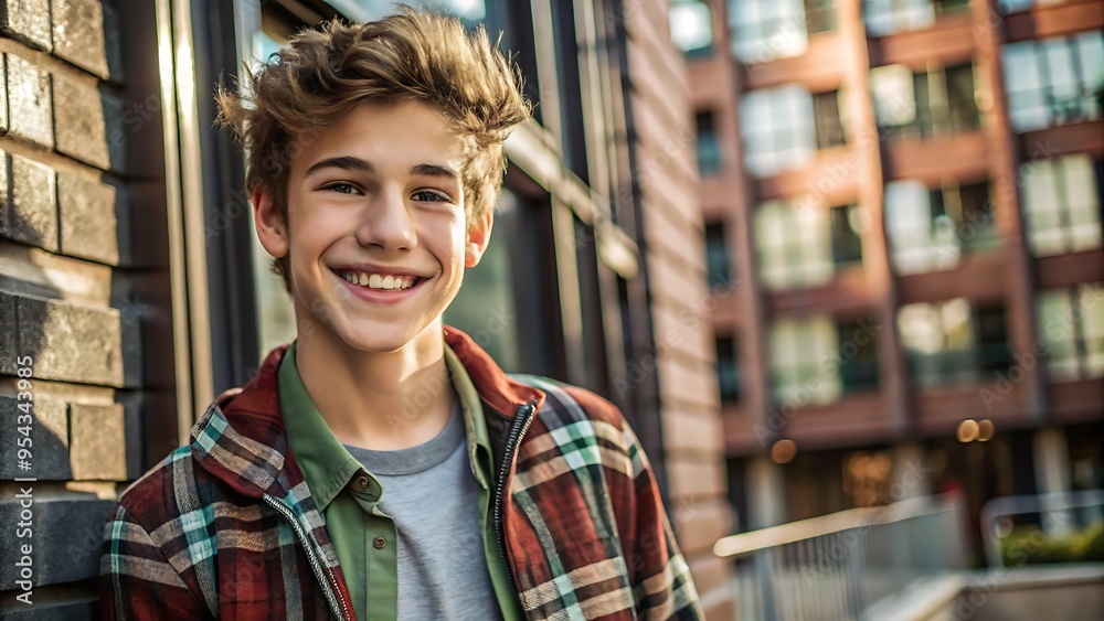 Happy Teenager Smiling In The City. Happy Teenager Smiling In The City.