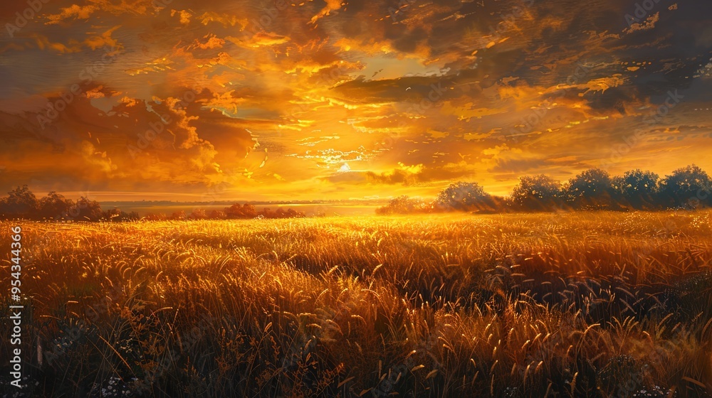 Obraz premium Golden field wallpaper