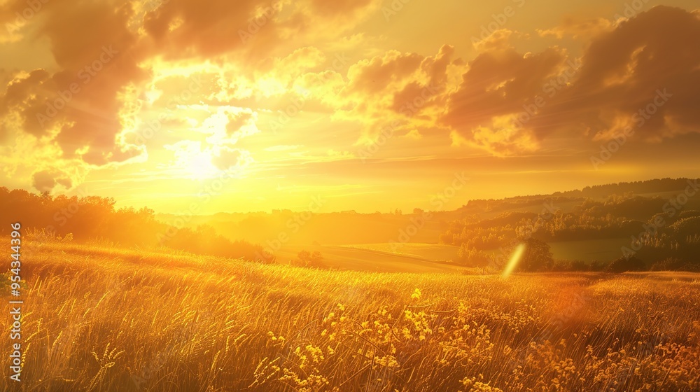 Obraz premium Golden field wallpaper