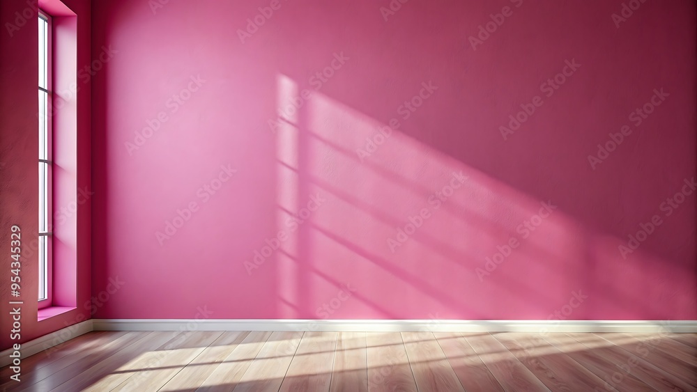 Pink Wall with Wooden Floor and Window Light. Pink Wall with Wooden Floor and Window Light.