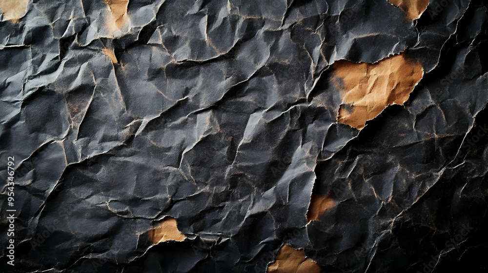 Crumpled Black and Brown Paper Texture Background Crumpled Black and Brown Paper Texture Background