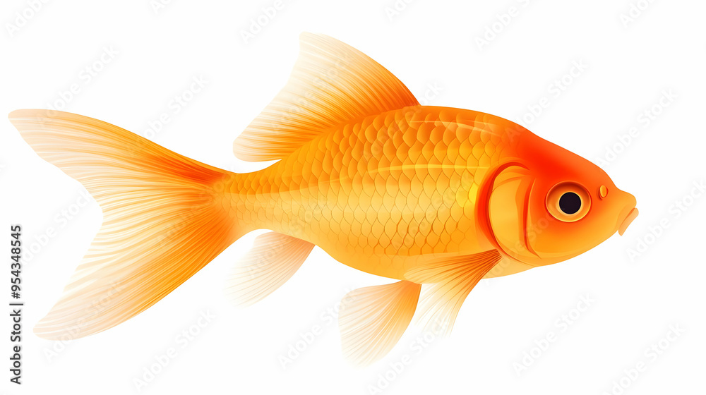 Goldfish Illustration Isolated on White Background Goldfish Illustration Isolated on White Background