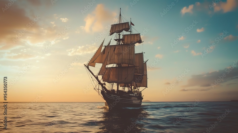 Obraz premium ship sailing wallpaper