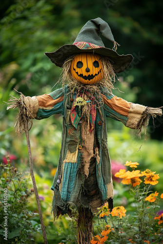 scarecrow standing in a garden photo