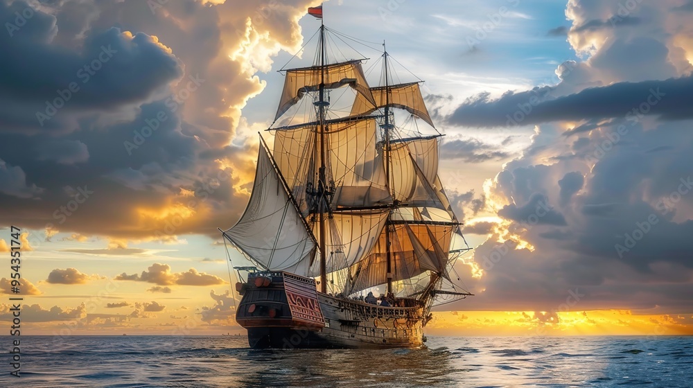 Obraz premium Sailing boat wallpaper