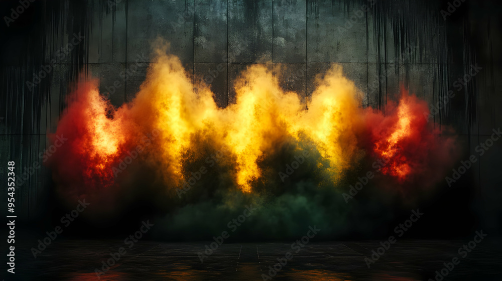 Fototapeta premium Abstract Colorful Smoke Explosion on Concrete Background