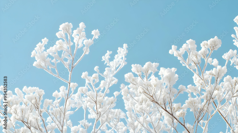 Frosty Branches Against Blue Sky Winter Wonderland Frosty Branches Against Blue Sky Winter Wonderland