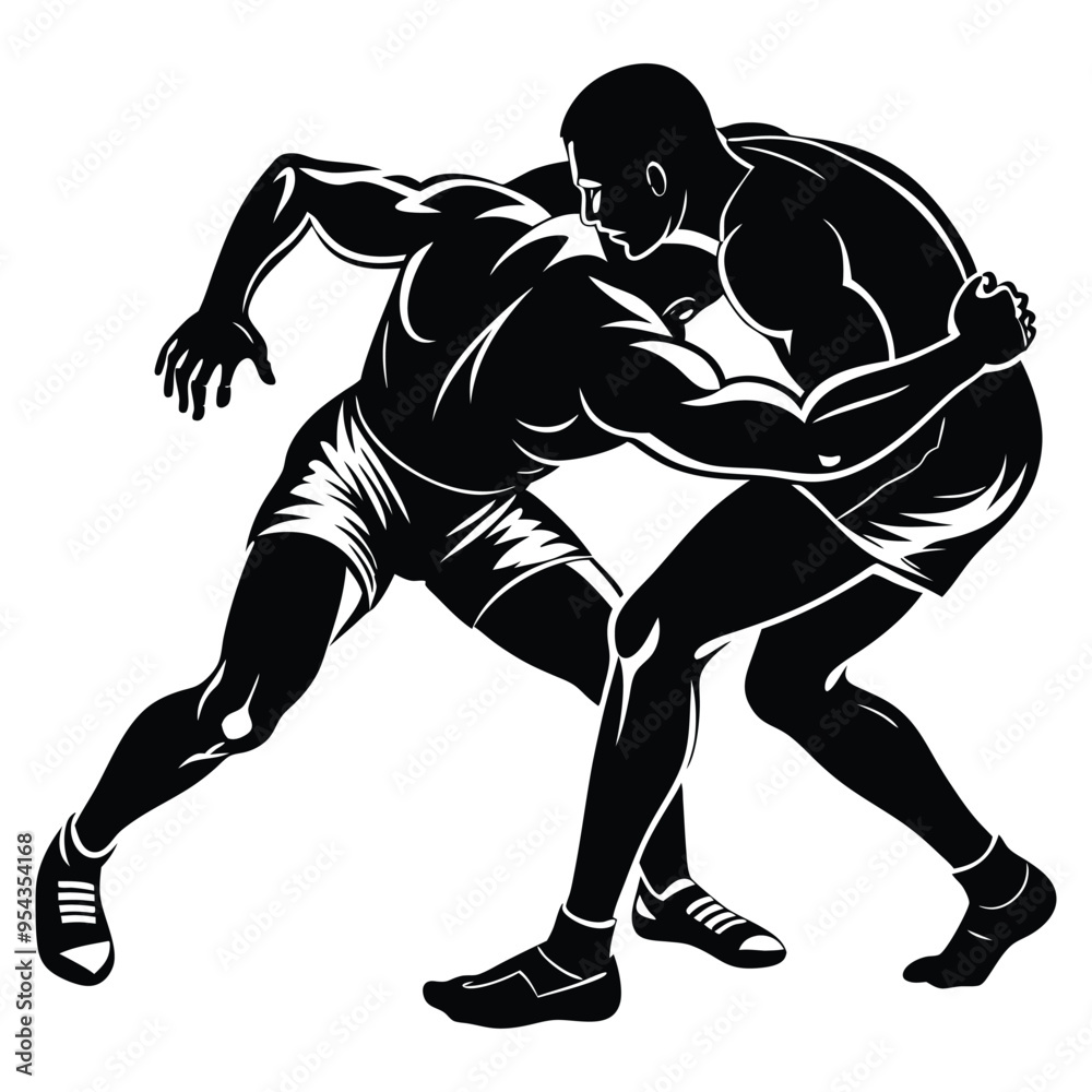 Fototapeta premium Wrestling Silhouette Vector, Wrestling logo vector template Illustration symbol