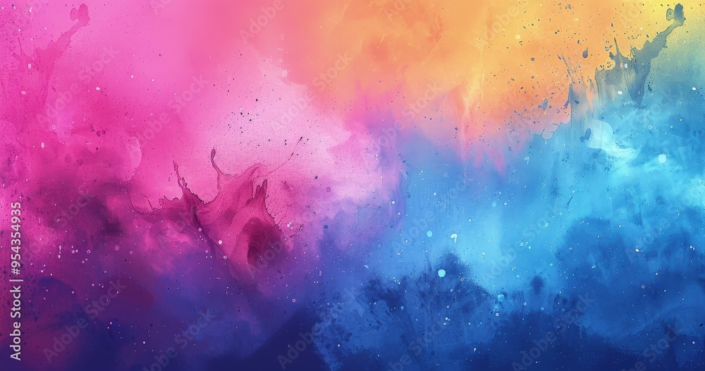 Fototapeta premium A vibrant abstract watercolor design featuring a blend of pink, orange, and blue hues.