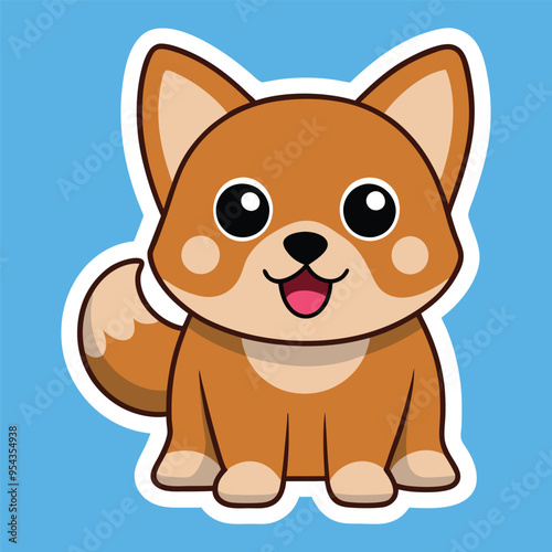 cute kawaii dog sticker vector illustration, cute funny dog sticker