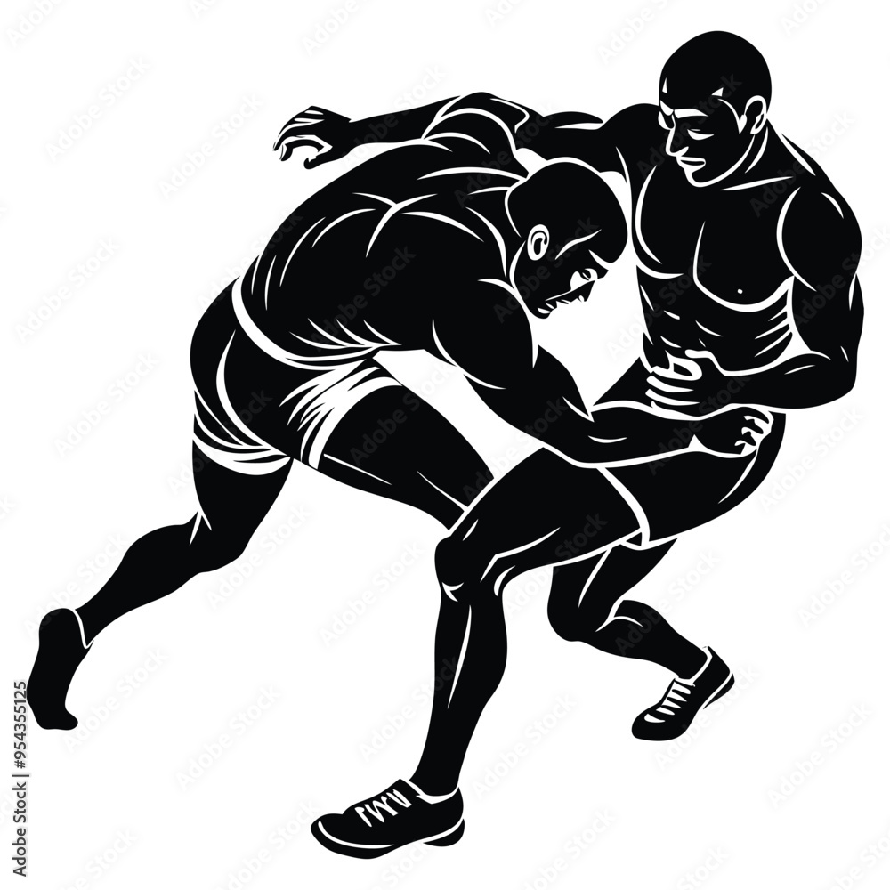 Fototapeta premium Wrestling Silhouette Vector, Wrestling logo vector template Illustration symbol