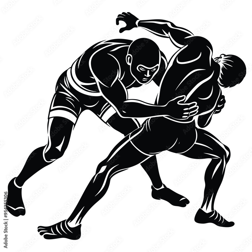Wrestling Silhouette Vector, Wrestling logo vector template Illustration symbol Wrestling Silhouette Vector, Wrestling logo vector template Illustration symbol