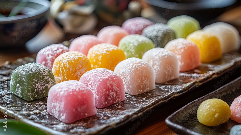 Colorful Japanese Mochi Selection: A Sweet Treat Colorful Japanese Mochi Selection: A Sweet Treat
