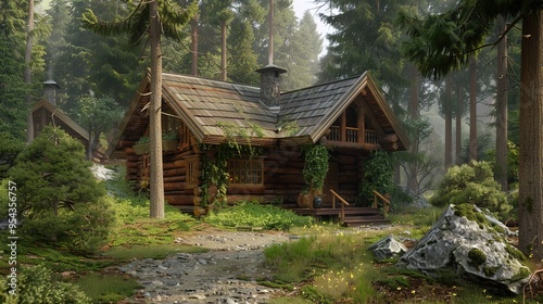 House in the wood wallpaper