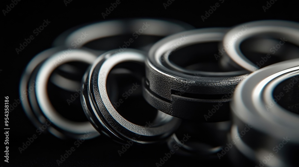 Close-Up of Roller Bearings with Black Background, Designed to Inspire Creative Presentation of Rotating Components Close-Up of Roller Bearings with Black Background, Designed to Inspire Creative Presentation of Rotating Components