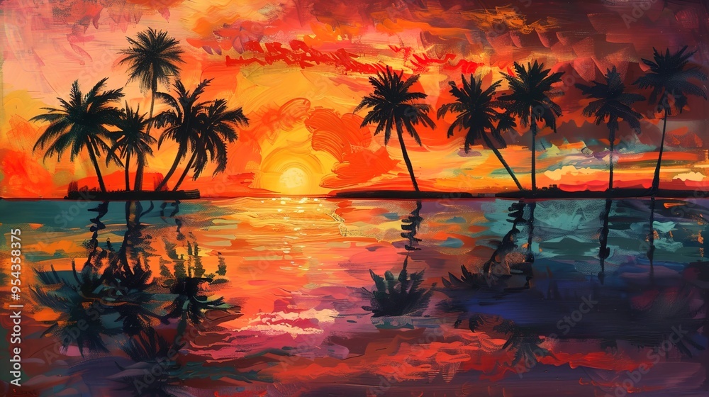 Obraz premium Tropical sunset wallpaper