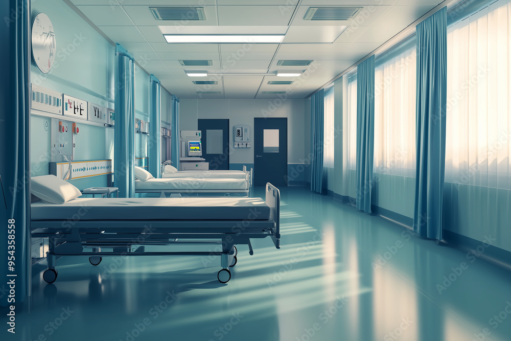 Healthcare Quietude: An Empty Hospital Ward Capturing the Essence of Healing Healthcare Quietude: An Empty Hospital Ward Capturing the Essence of Healing