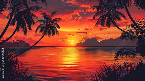 tropical sunset wallpaper