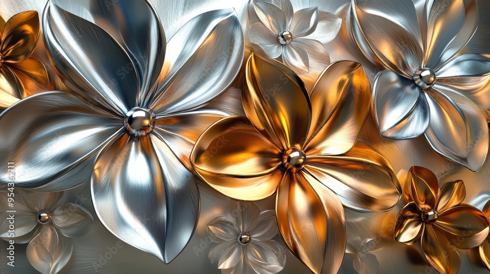 Metallic Flower Arrangement with Gold and Silver Tones Metallic Flower Arrangement with Gold and Silver Tones