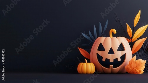 Corporate email with Halloween promotions, spooky graphics and discount codes, 3D illustration