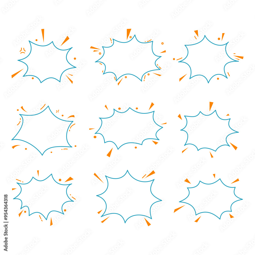 Line Burst Comic Bubble Collection. Design element for poster, emblem, sign, banner, flyer. Vector illustration Line Burst Comic Bubble Collection. Design element for poster, emblem, sign, banner, flyer. Vector illustration
