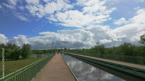 Crossing the Briare Aqueduct in France over the Loire River photo