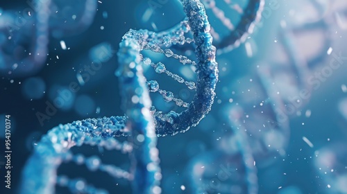 DNA Strand with Bokeh Effects blue bakcground photo