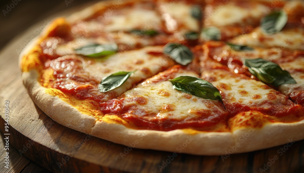 Delicious Artisanal Pizza with Hand-Tossed Dough and Rustic Presentation, Freshly Baked Pizza with Melted Cheese, Tomato Sauce, and Basil, Perfect for a Casual Dinner or Gathering Delicious Artisanal Pizza with Hand-Tossed Dough and Rustic Presentation, Freshly Baked Pizza with Melted Cheese, Tomato Sauce, and Basil, Perfect for a Casual Dinner or Gathering