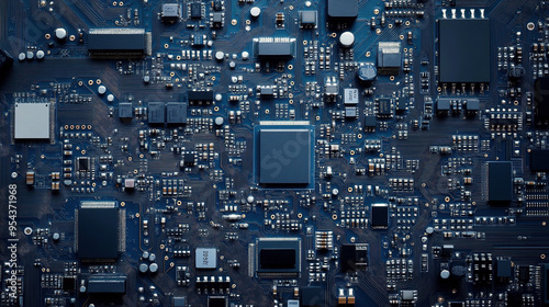 Computer motherboards and circuit boards. Abstract circuit board with a lot of micro chips. Main microchip on the motherboard. Tech science background. Semiconductor and circuit board. Circuit board 