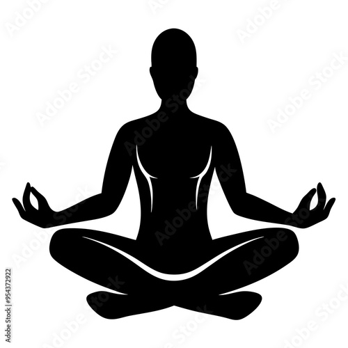 Meditation Practices vector silhouette on white background