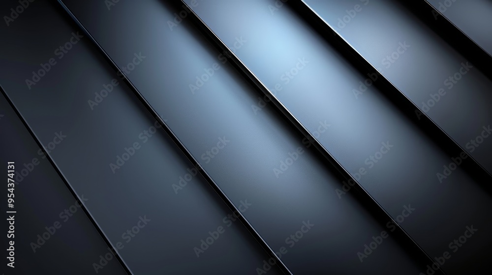Dark blue abstract art with geometric shapes, sharp black lines, and reflections on metallic surface Dark blue abstract art with geometric shapes, sharp black lines, and reflections on metallic surface