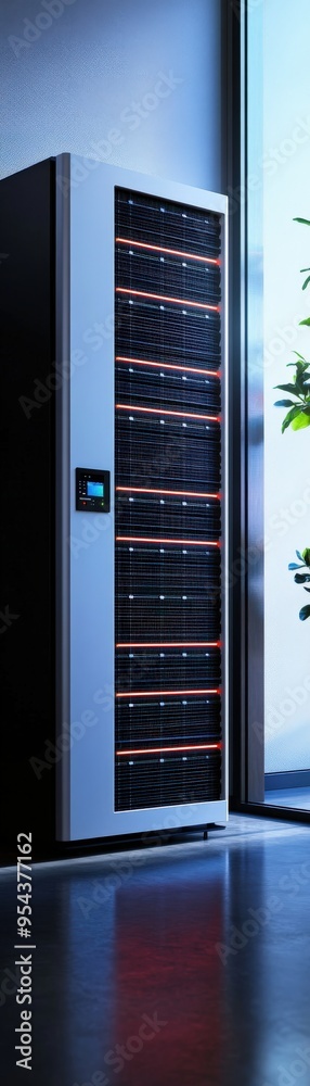 Modern data storage server in a sleek office environment, showcasing advanced technology and efficient design for data management. Modern data storage server in a sleek office environment, showcasing advanced technology and efficient design for data management.