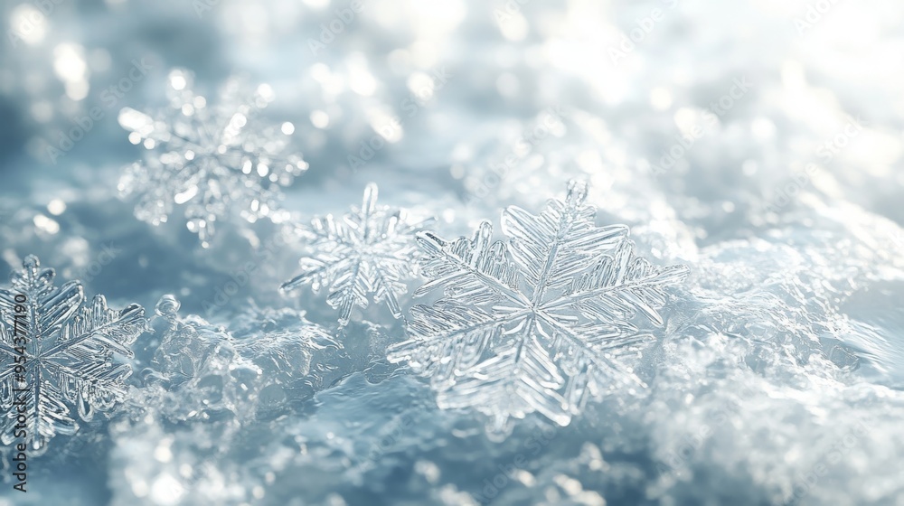 Close-up of a Snowflake on a Bed of Ice