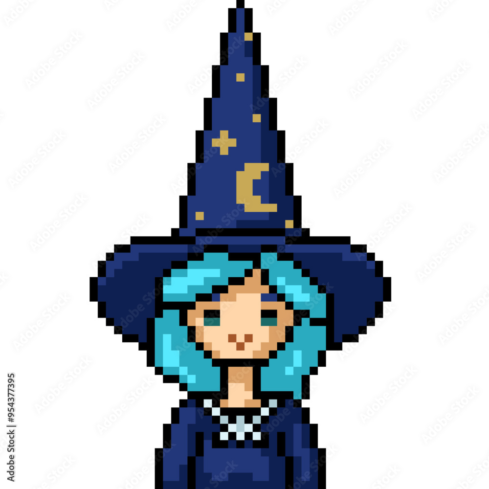 Fototapeta premium pixel art of fancy witch girl