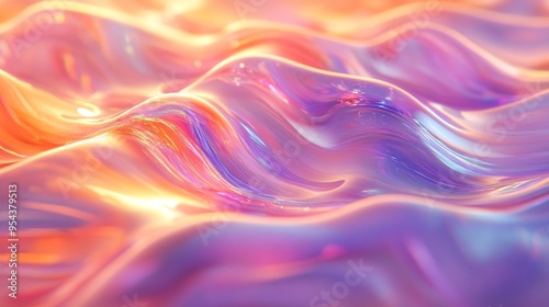 Wallpaper Mural Abstract iridescent waves with smooth flowing colors and texture Torontodigital.ca