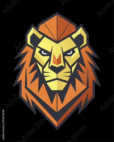 Monoline lion head geometric with crown outline for your esport, business, or design