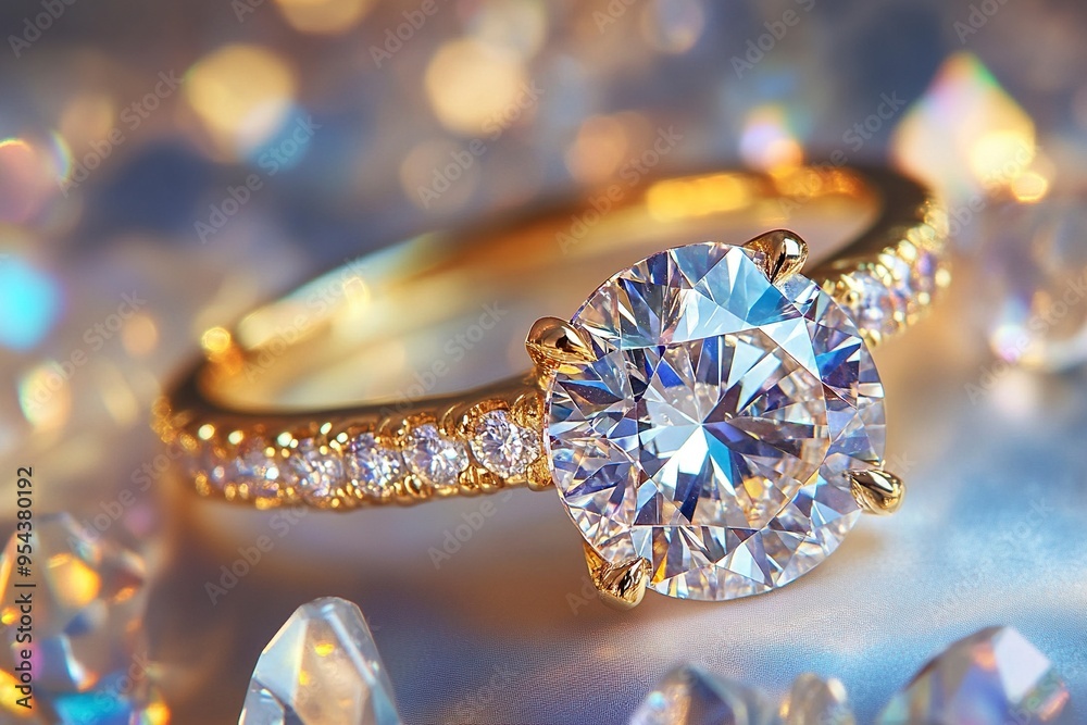 Luxury Women's Diamond Ring on clean Background. Generative Ai